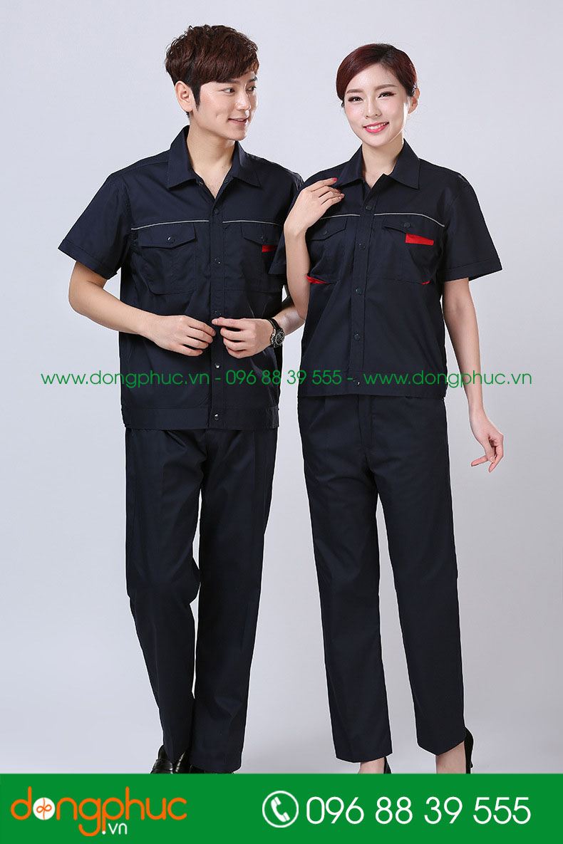 Mẫu bảo hộ màu tím than phối đỏ cộc tay